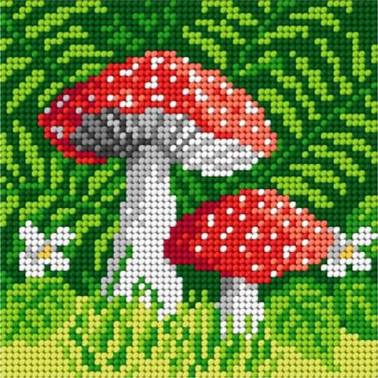 Orchidea Needlepoint Canvas For Halfstitch Without Yarn Toadstools - Printed Tapestry Canvas